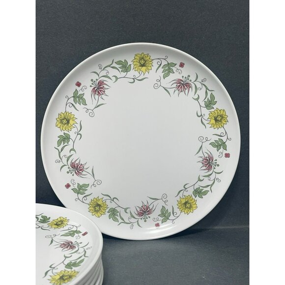 MELMAC 7 Dinner Plates Debonaire Floral Design MELAMINE Dinnerware 10 Inch - Picture 3 of 5